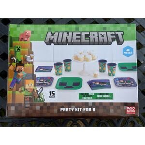 Minecraft Birthday Party Kits for 8 Guests 40 Pcs Total Plates, Napkins, Cups